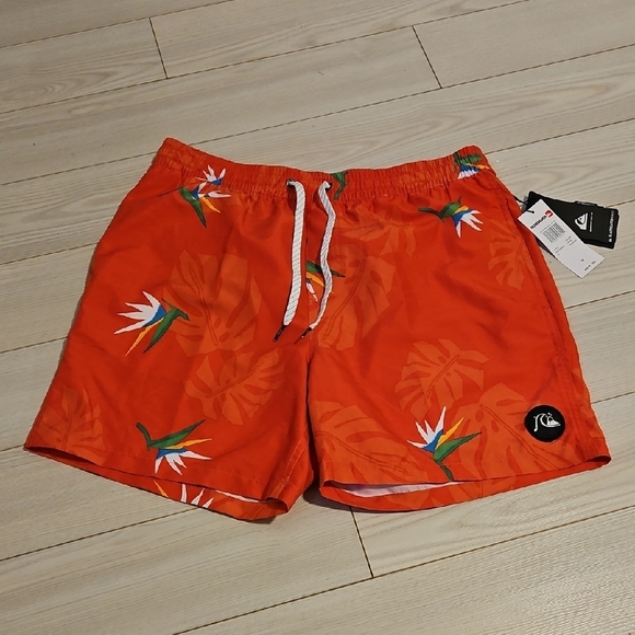 Quicksilver Tapaman Mens Red Shorts Surf Swim Trunks Sze Medium NEW - Picture 1 of 6